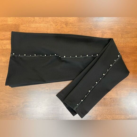 Zara Black leggings with Silver metal studs down sides. Ponte stretchy. Size XL - Picture 1 of 6